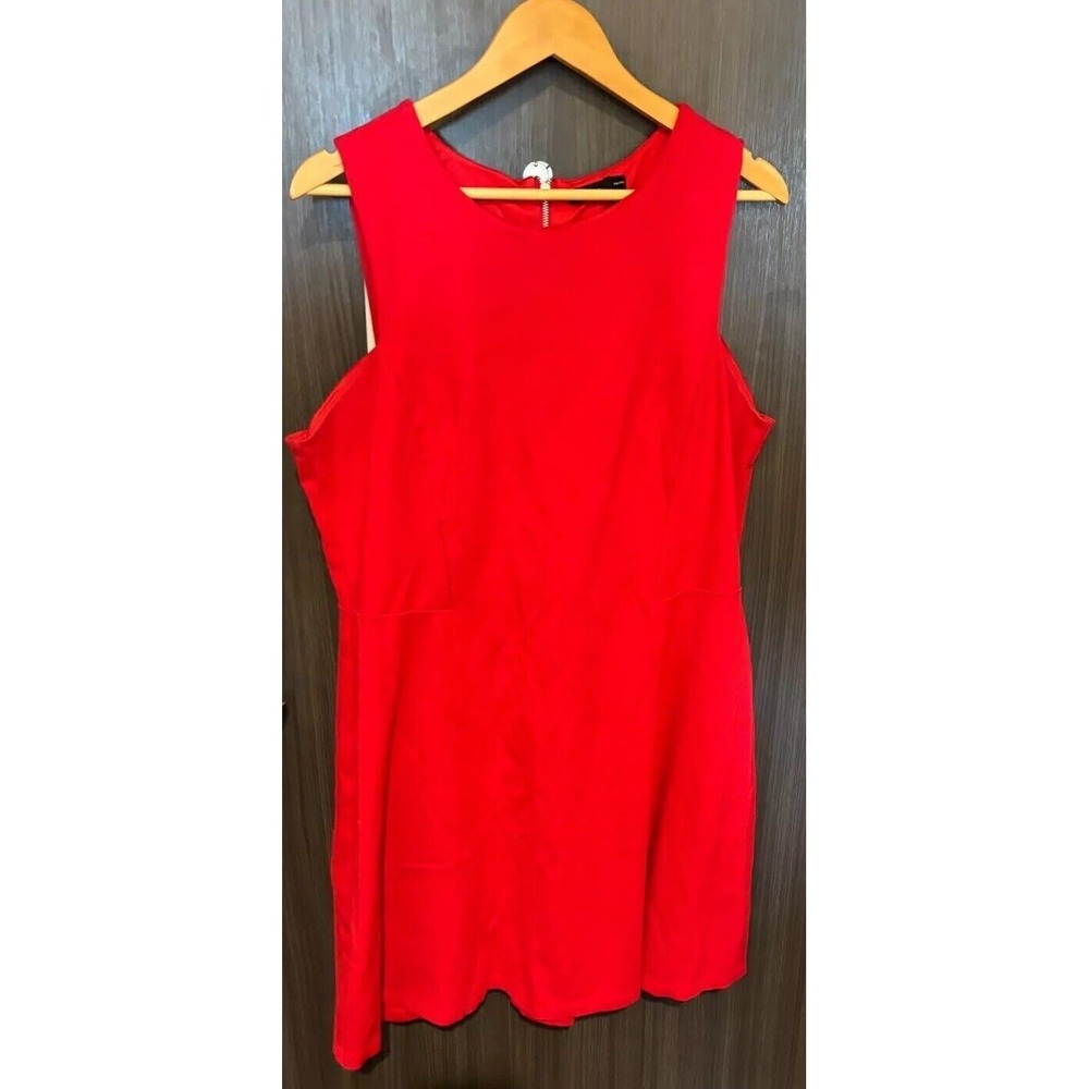 Reitmans  Dress Women's 2XL Sheath Red Back Zip Round Neck Sleeveless Pullover‎